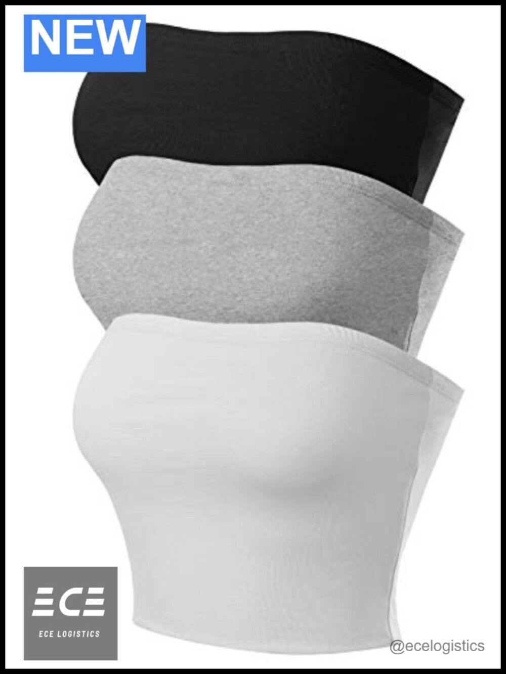 3 Pack Strapless Tube Top Y2K Crop Bandeau Cotton Blend Summer